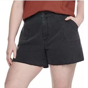 SONOMA "Goods For Life" Premium High-Waist Woman's Denim Short Size 4 Black Raw